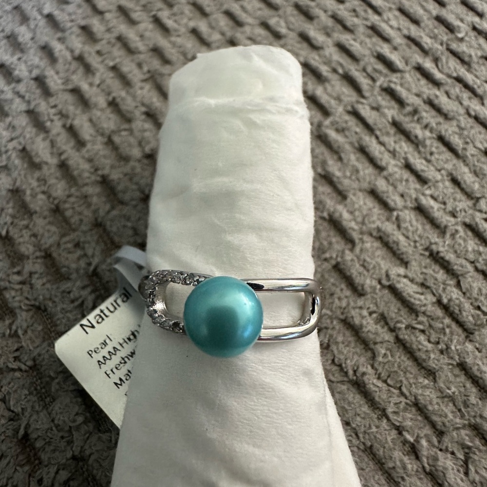 .925 Silver Ring with Turquoise Pearl